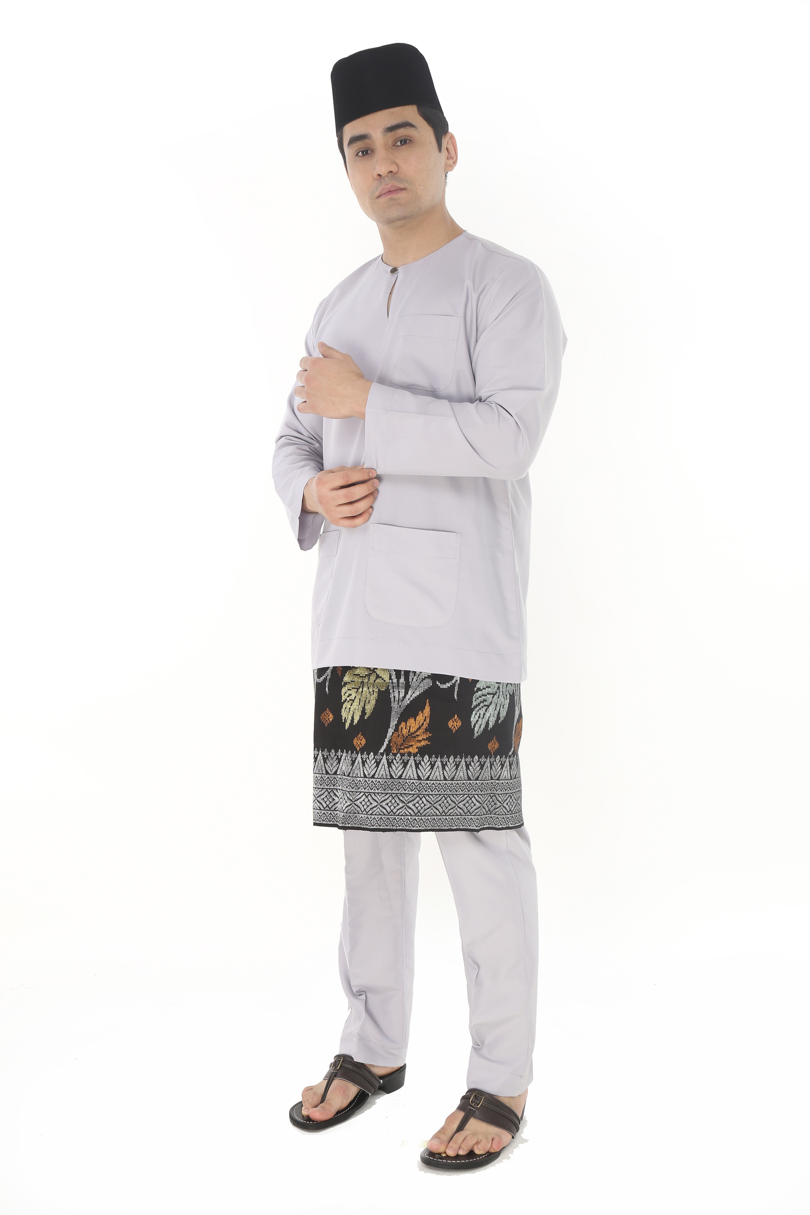 Baju Melayu Moden Teluk Belanga (Silver - AA1122BM) - AMAR ...