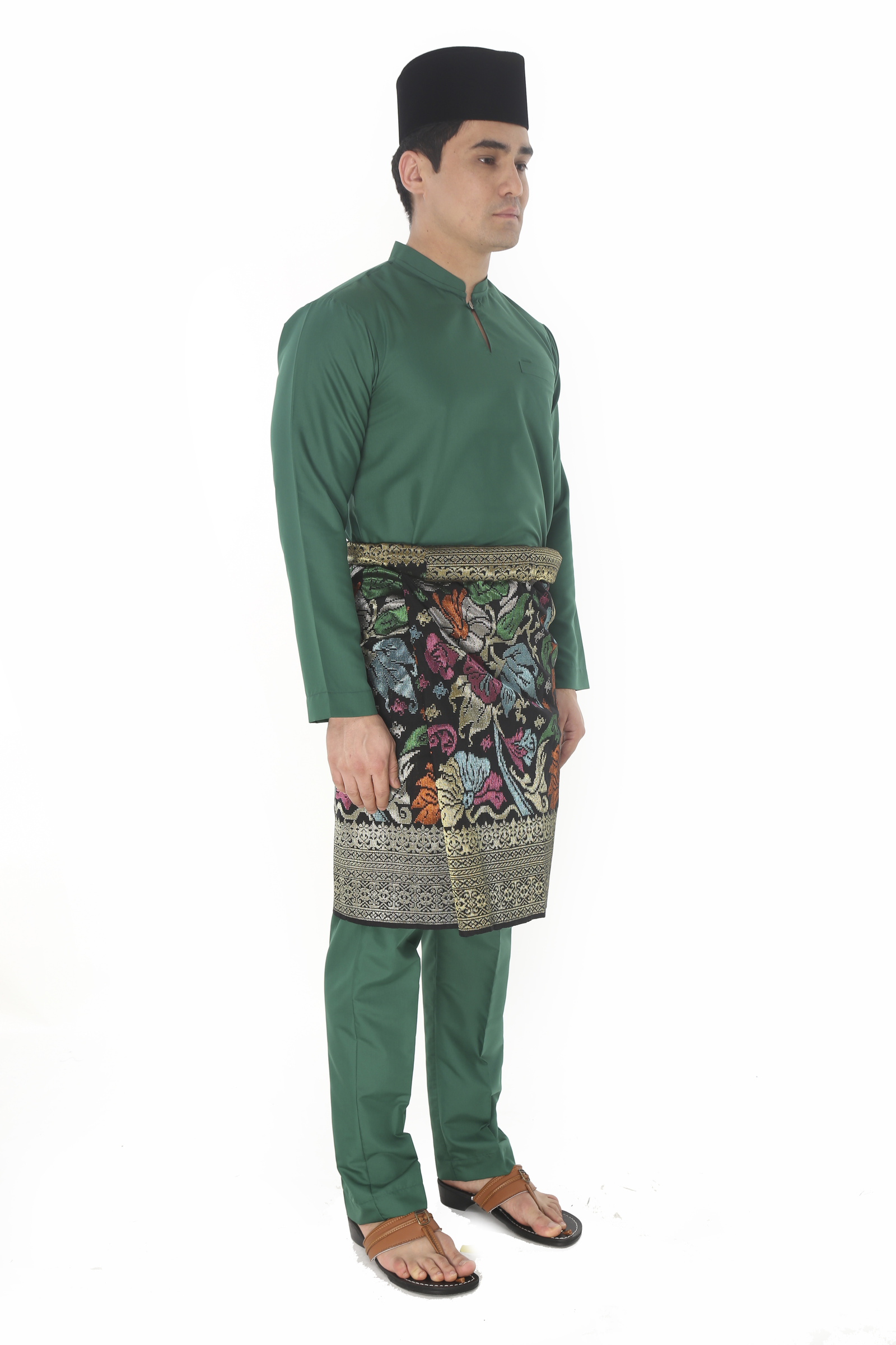 Baju Melayu Dusty Green : Baju Melayu Satin Classic Fit ₆₉ - Dusty
