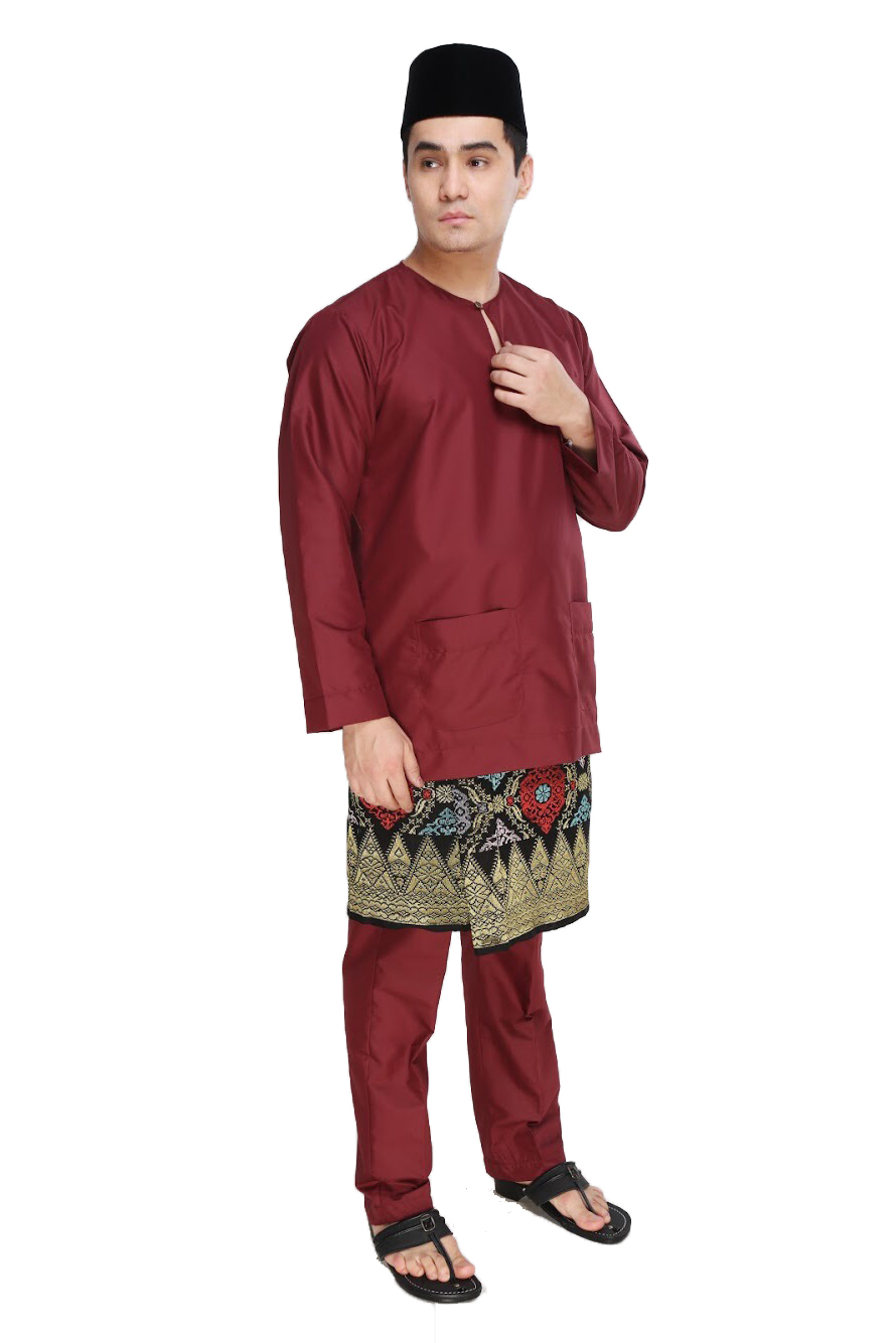  Baju  Melayu  Moden Teluk  Belanga  Maroon AA1067BM AMAR 