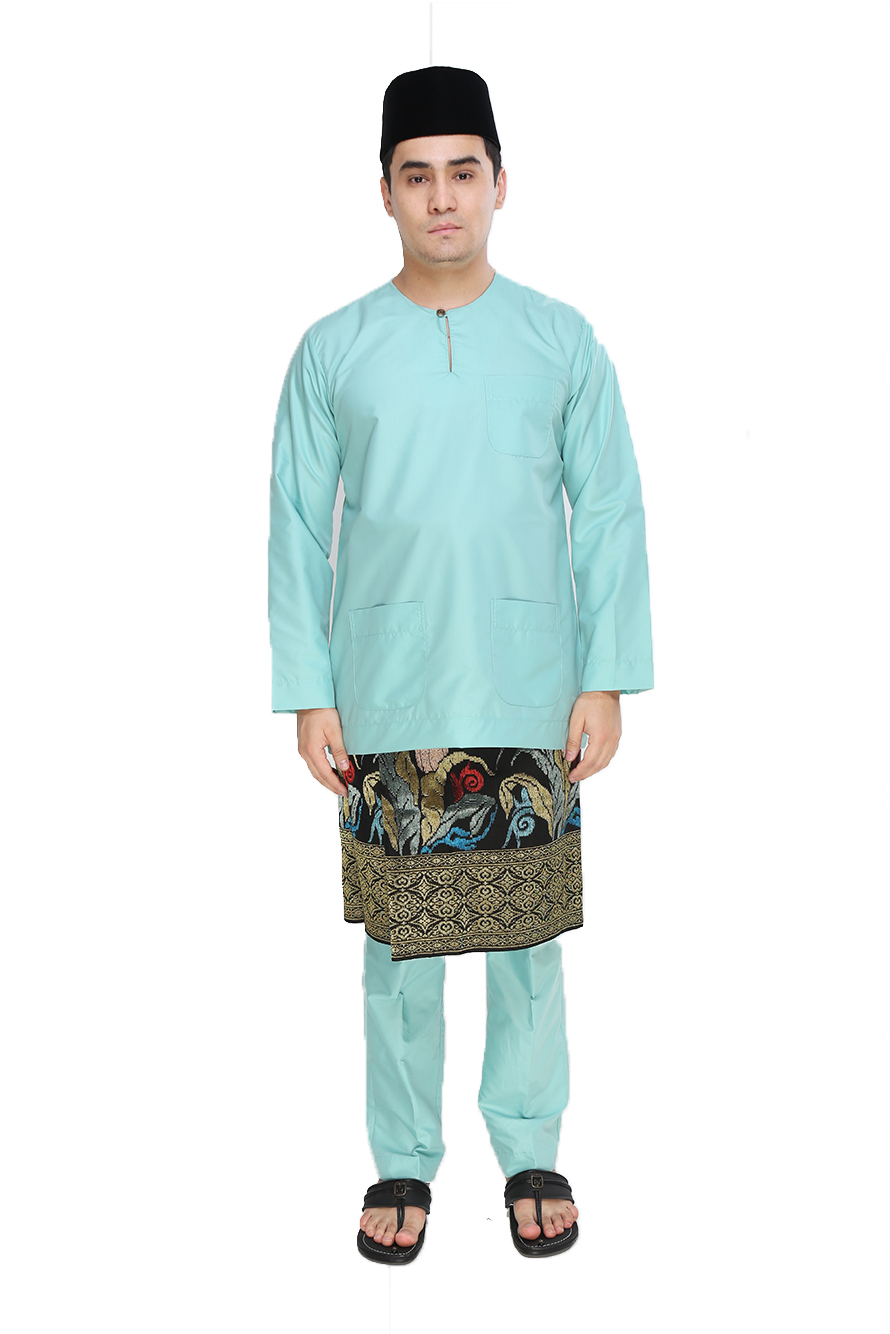 Baju Melayu Moden Teluk Belanga (Mint Green - AA1059BM ...