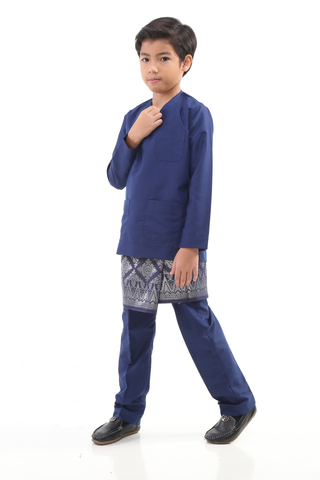  Baju  Melayu  Teluk  Belanga  For Kids Navy  Blue  AA7137BMK 