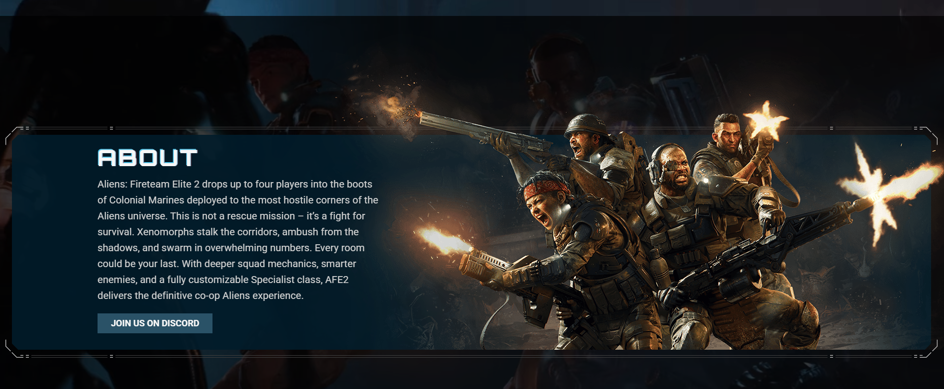 Aliens Fireteam Elite 2 官方網站畫面