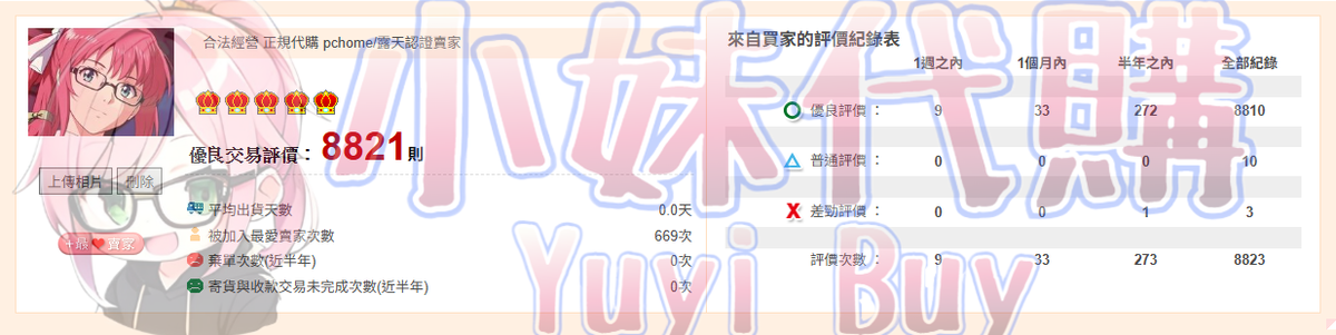 小妹代購YuyiBuy 第三方平台露天拍賣評價