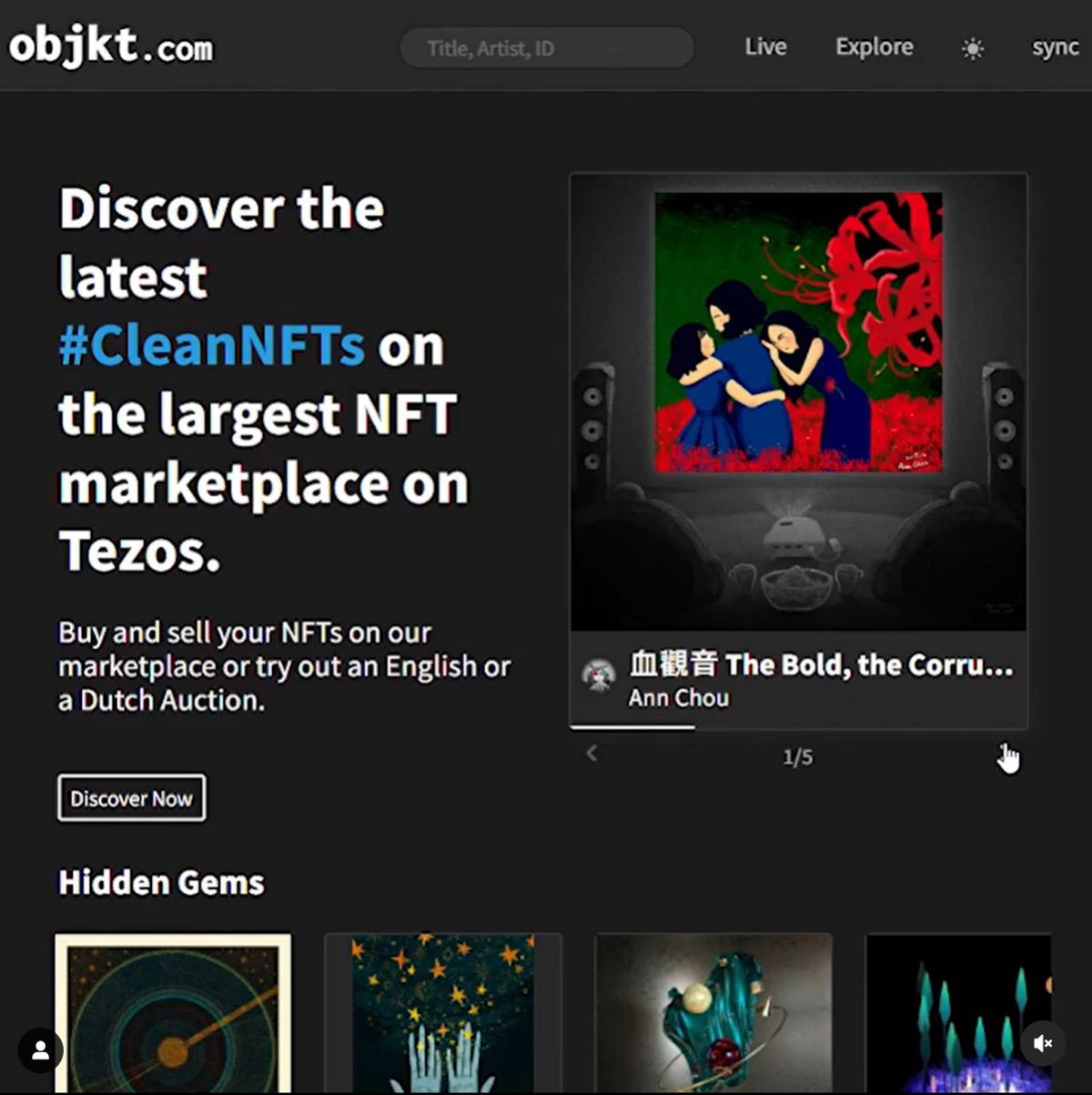 【獎項】繪影評系列登上 Tezos 鏈最大二級市場 Objkt.com 首頁