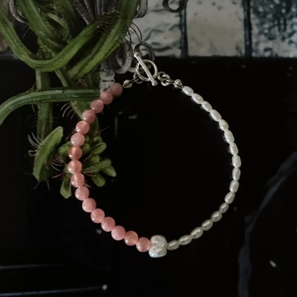 Aimee 阿根廷紅紋石與珍珠925純銀手鍊 - Matilda & Co.