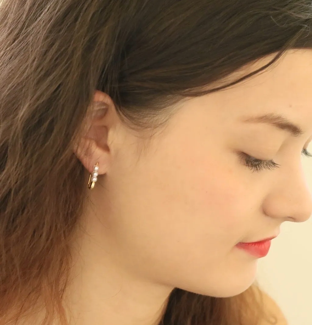 elise-金色法式珍珠別針耳釘-matilda-2