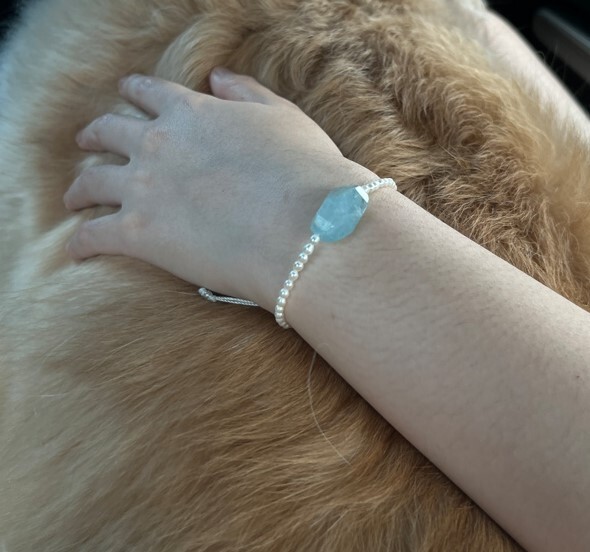 sirena海藍寶珍珠手鍊，配戴展示圖