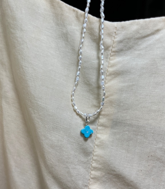 beatrice-綠松石四葉幸運草珍珠項鍊-matilda-3