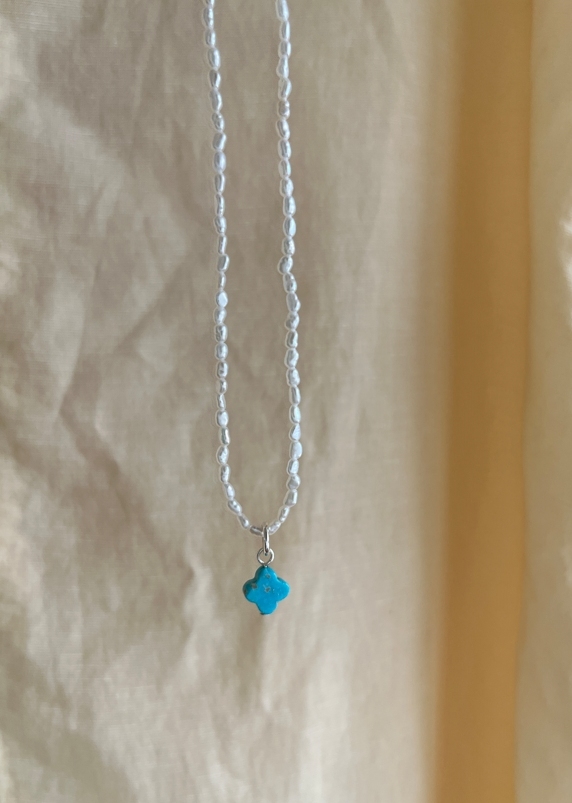 beatrice-綠松石四葉幸運草珍珠項鍊-matilda-2