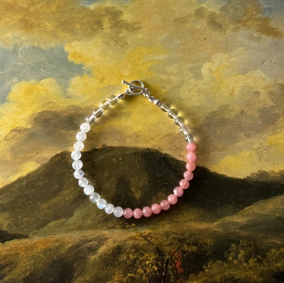 Amaretta-紅紋石月光石白水晶手鍊，幫助你吸引愛情與靈魂伴侶