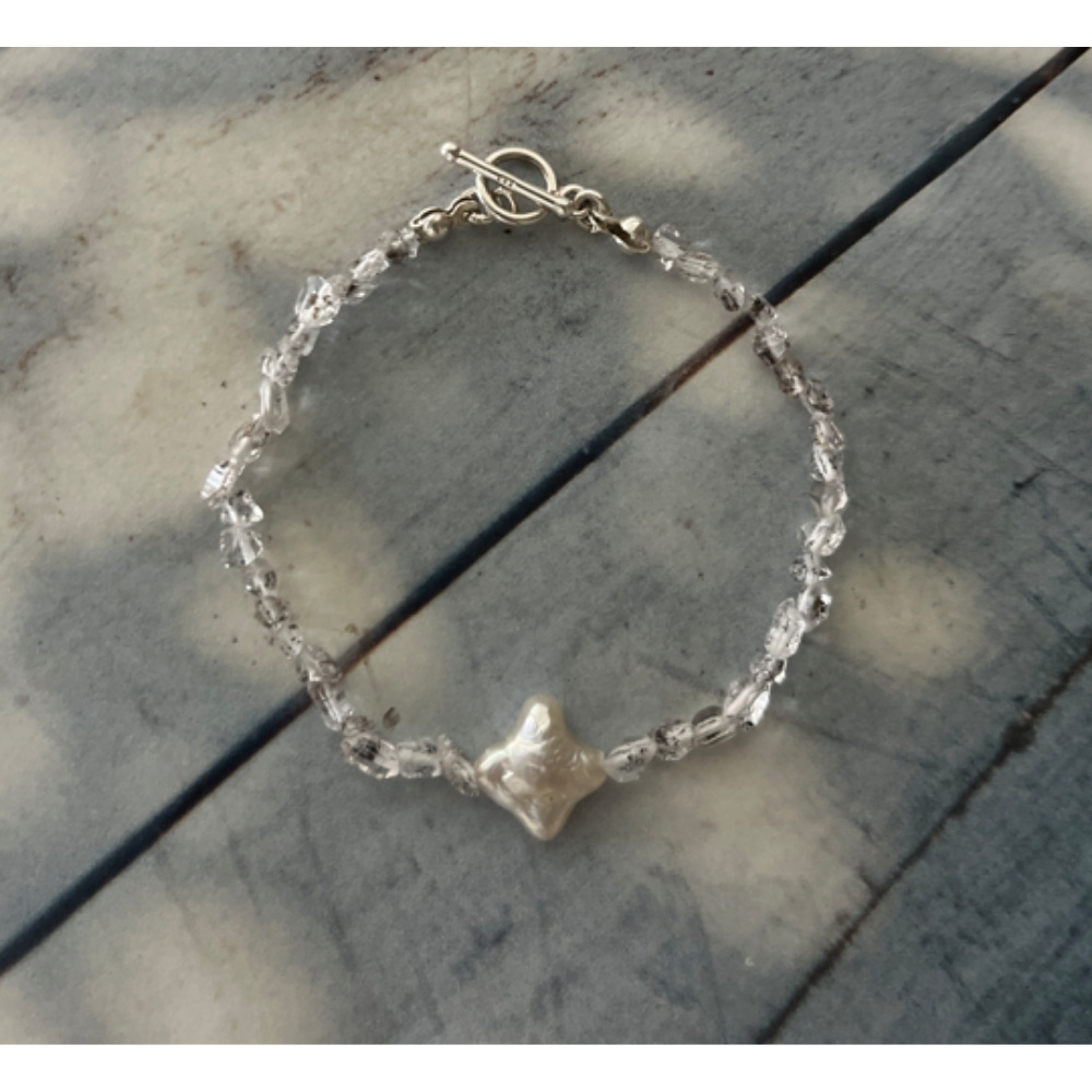 Matilda & Co. 油膽水晶與天然星形珍珠925純銀手鍊