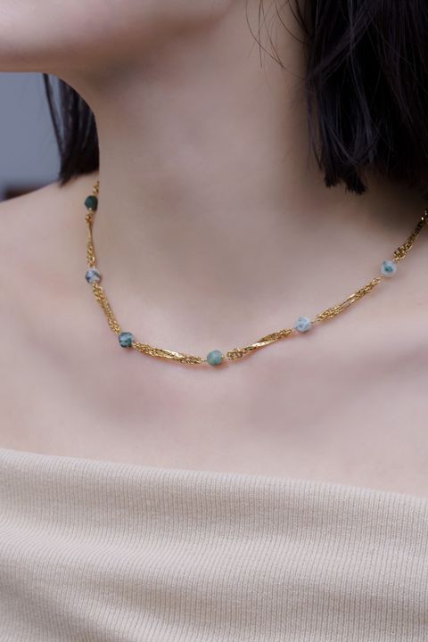 單綠方糖項鍊_上身3