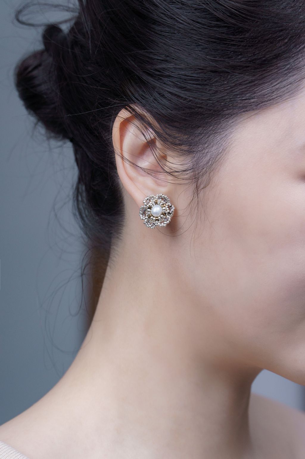 龍貓灰小花耳環4