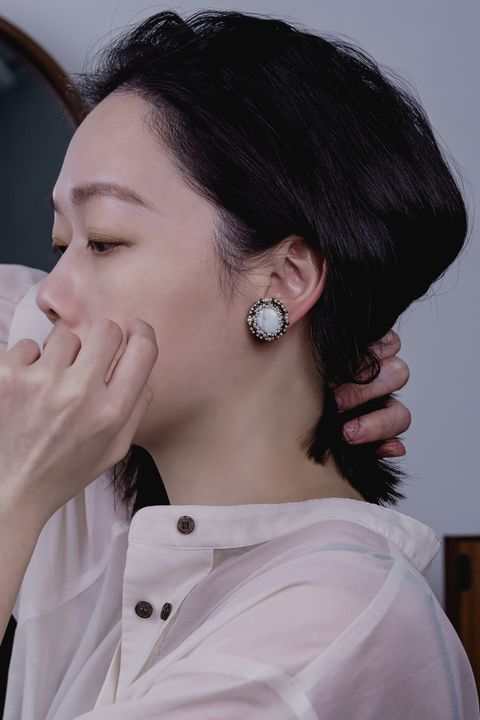 圓大理石耳環_上耳_1