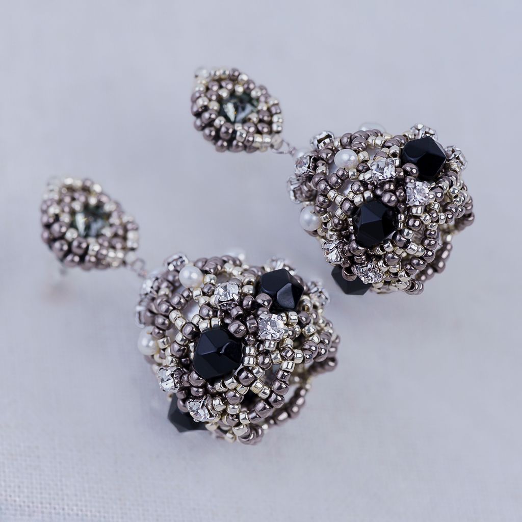 黑色大洋蔥耳環