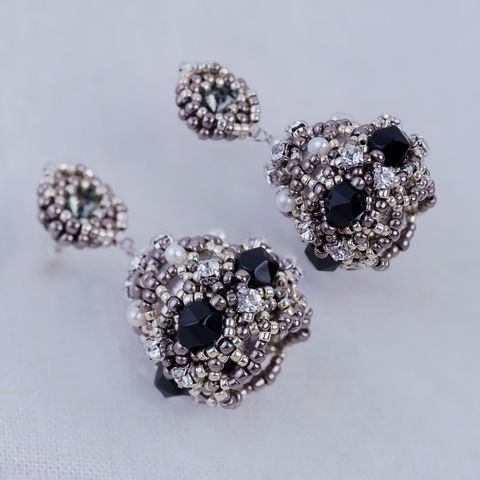 黑色大洋蔥耳環