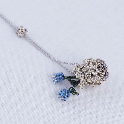 現貨_雙藍花銀色小花籃項鏈1