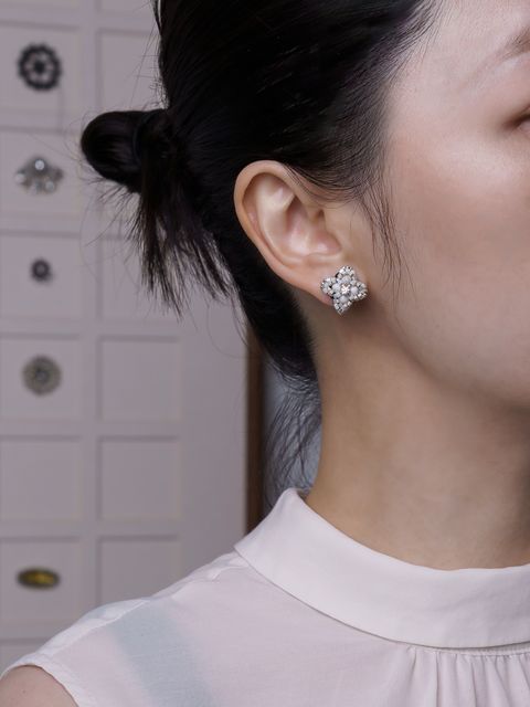 小拜占庭耳環_白紋石_上身