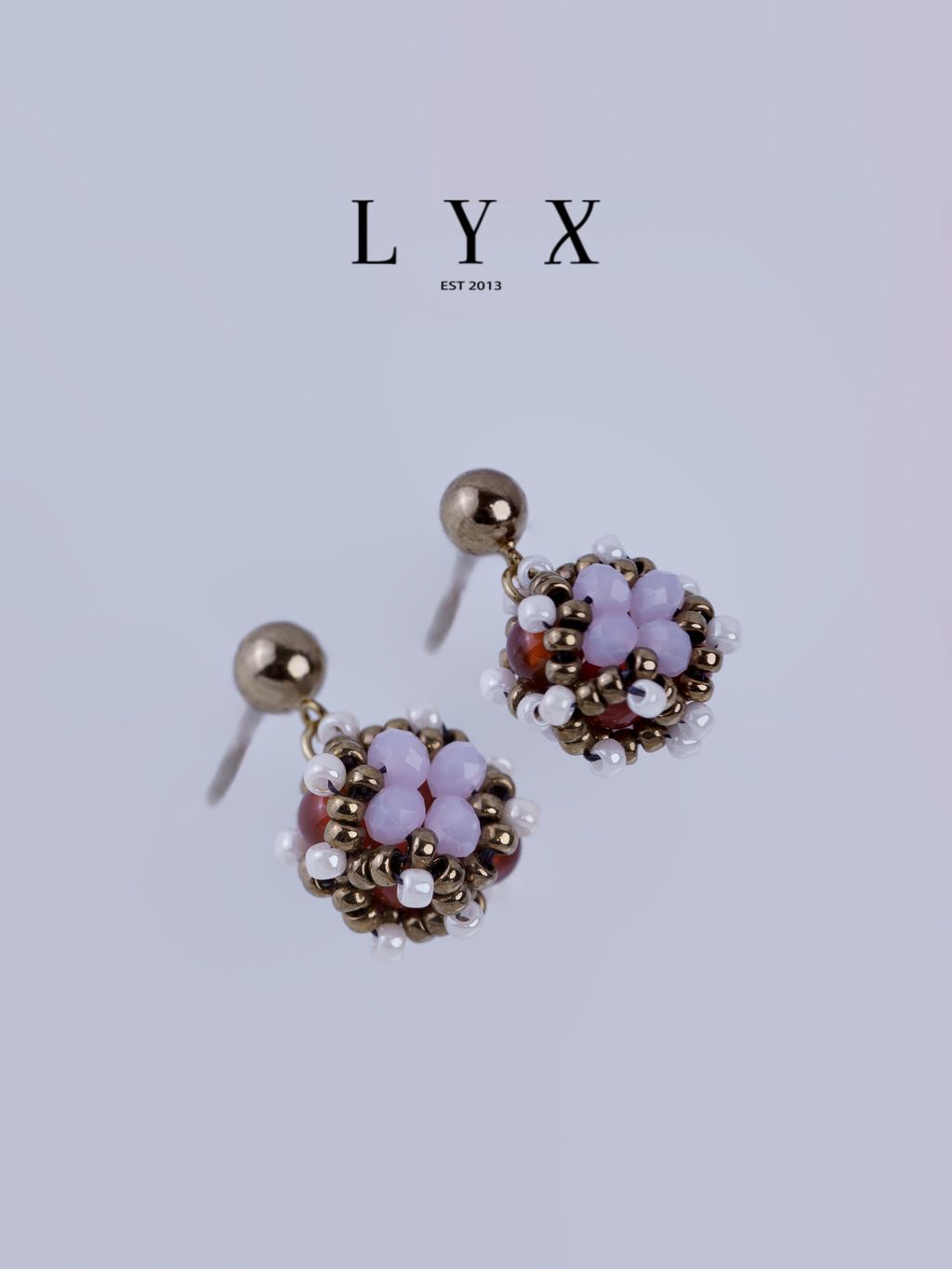 LL_紅色山竹小珠寶球耳環