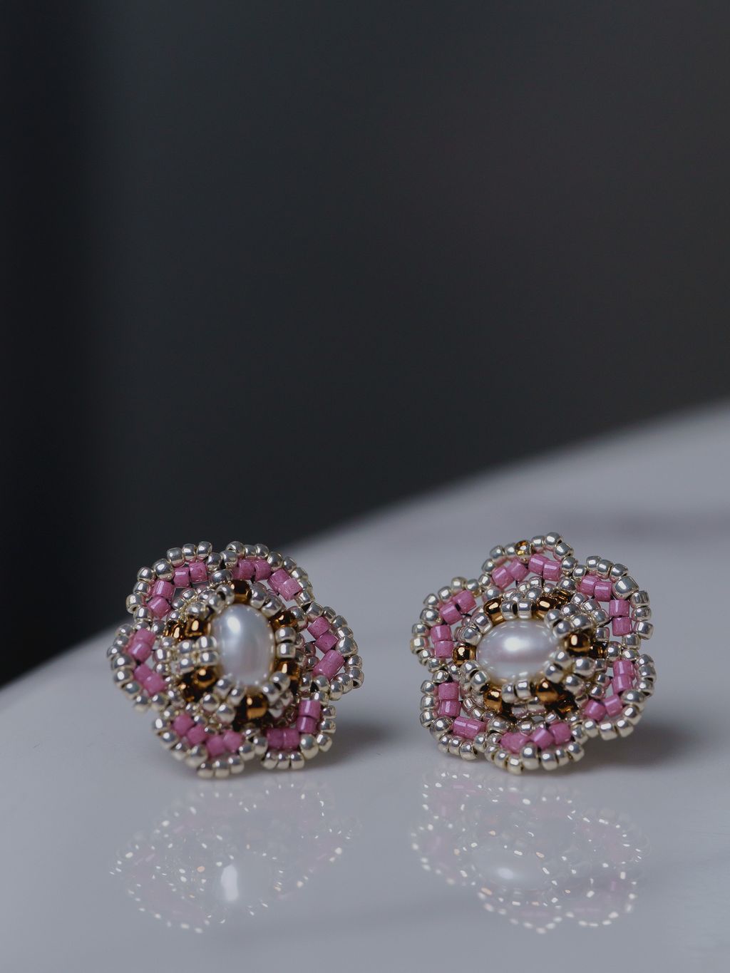 新品-桃紅小花_白背