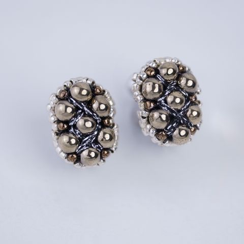 現貨_全黃銅礦珠摩洛哥小耳環