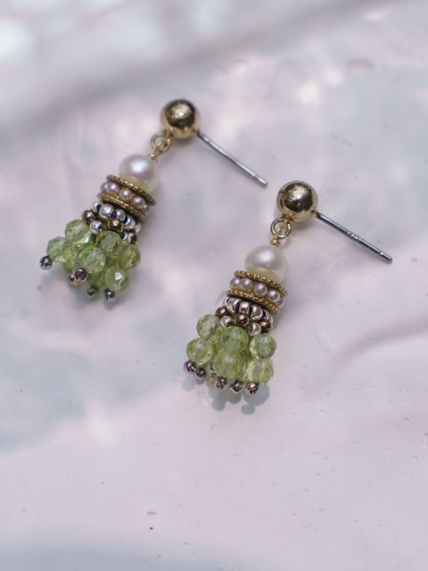 萊姆綠流蘇耳環_風1