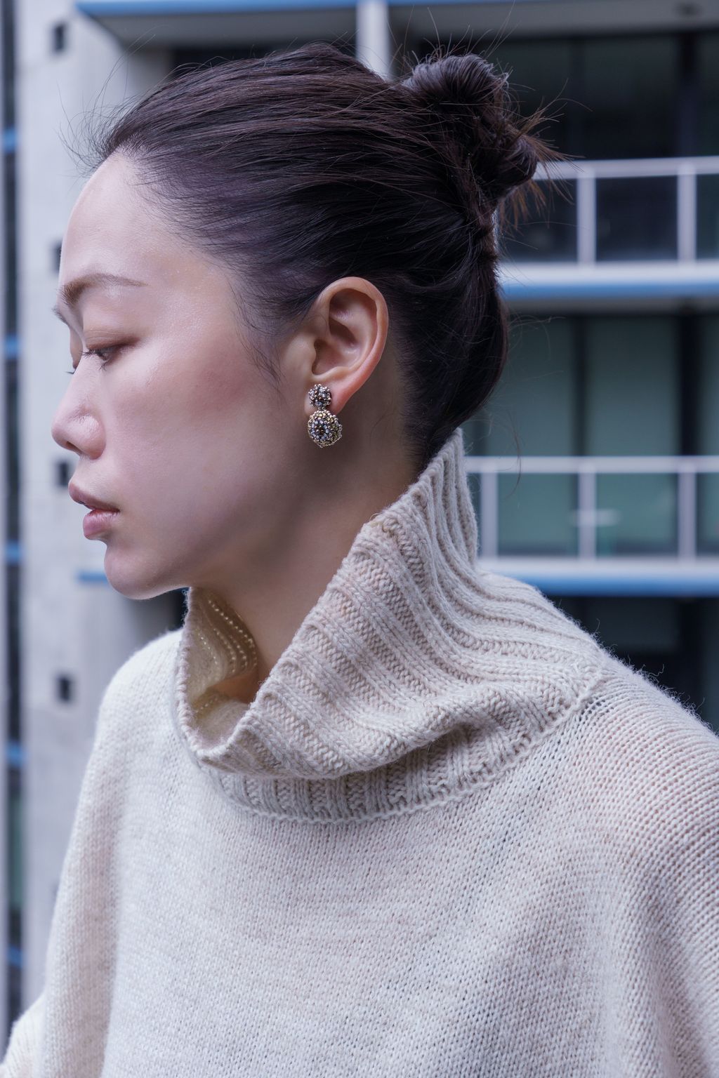 白頭_黃色羅斯雪人耳環_上1