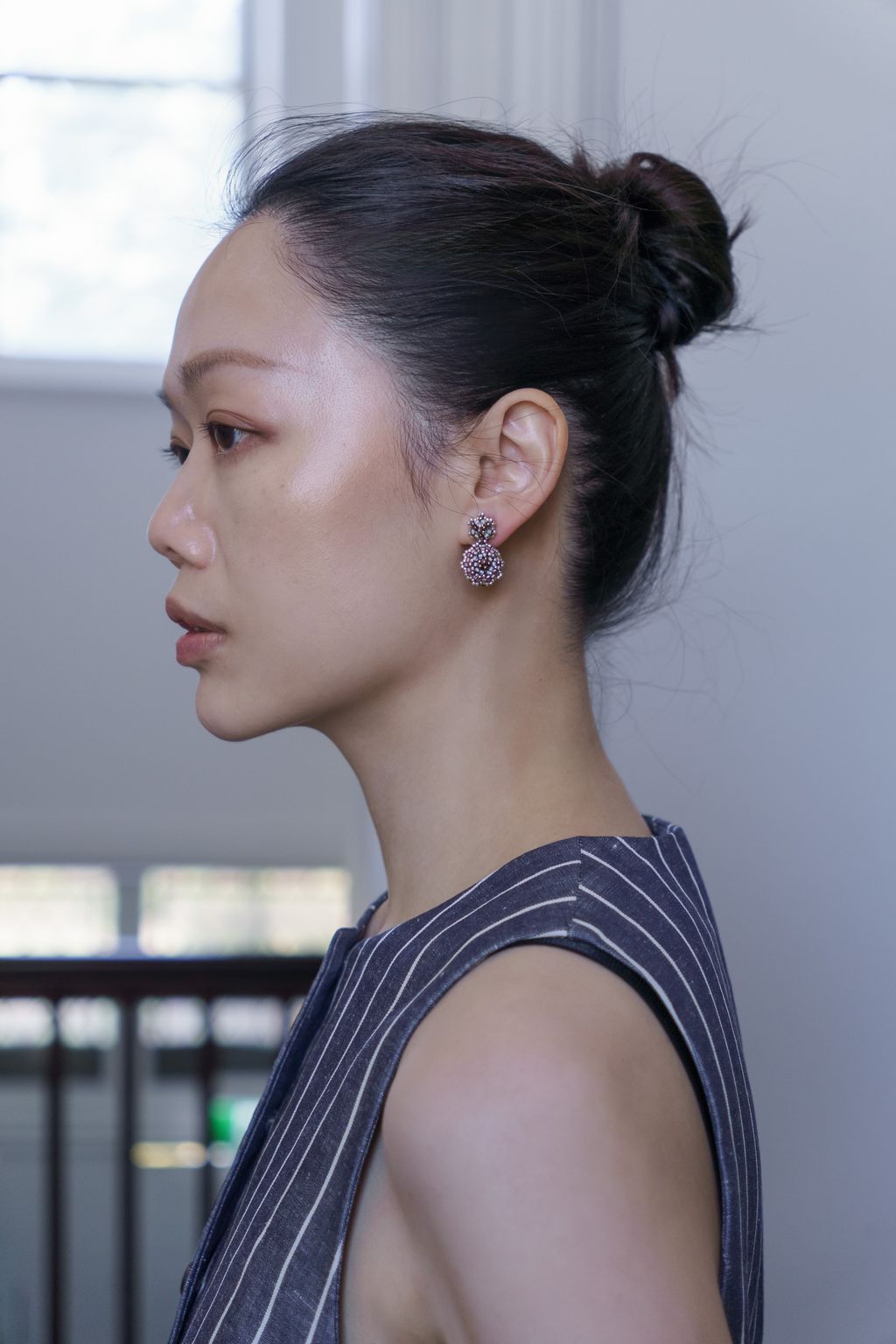 白頭_粉色羅斯雪人耳環_上3