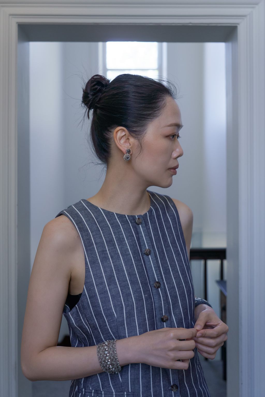 黑頭_黃色羅斯雪人耳環_上2