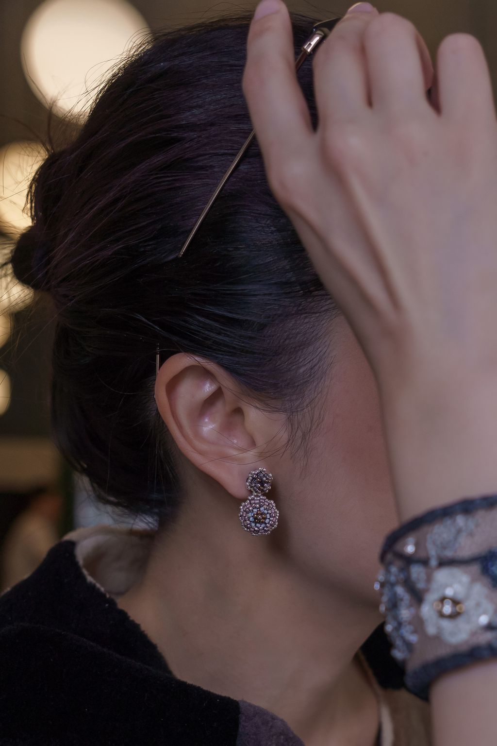 黑頭_粉色羅斯雪人耳環_上5