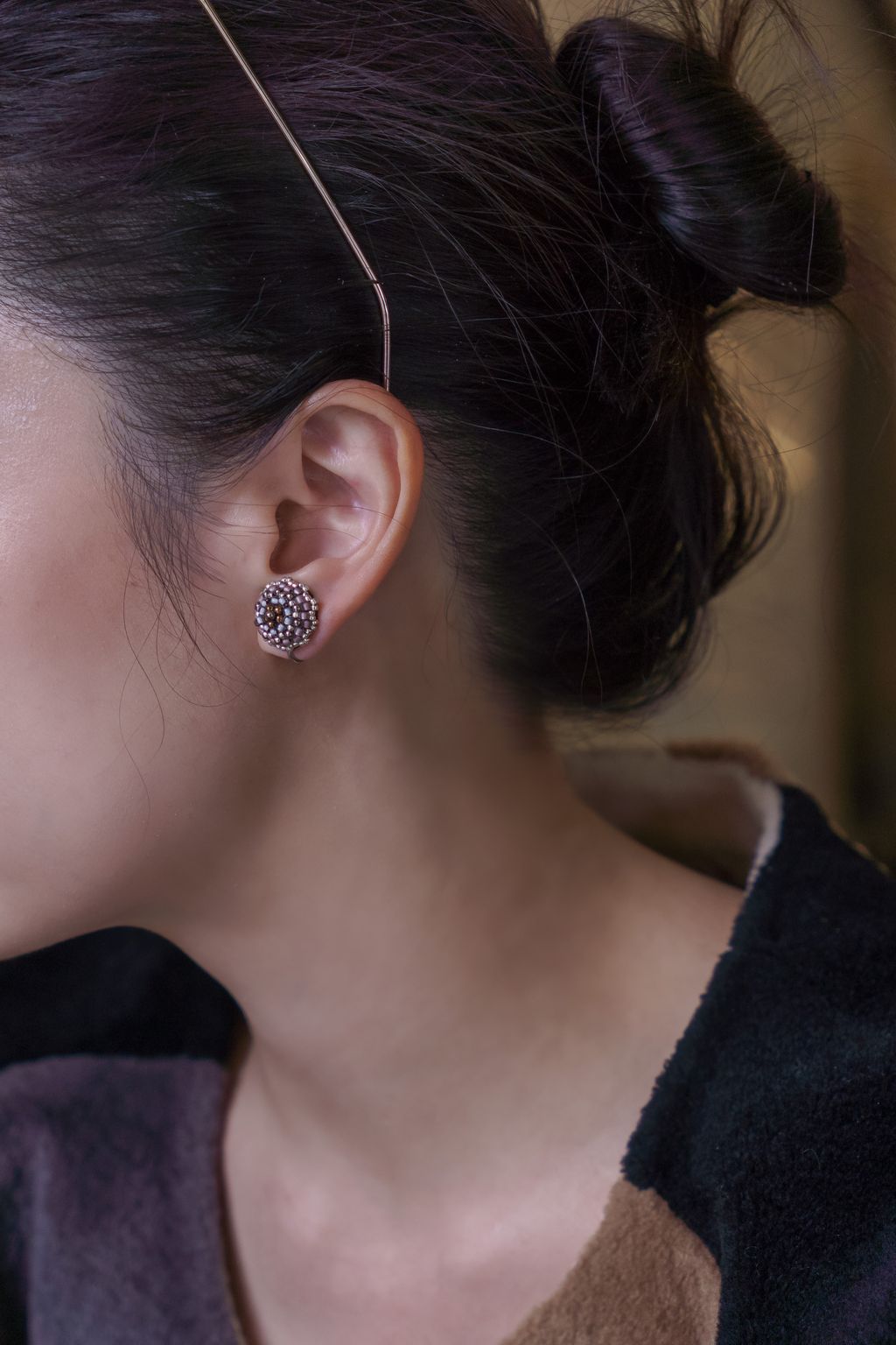 單粉色羅斯耳環_上6