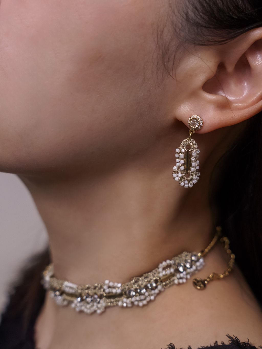 鑽頭金絲塊耳環