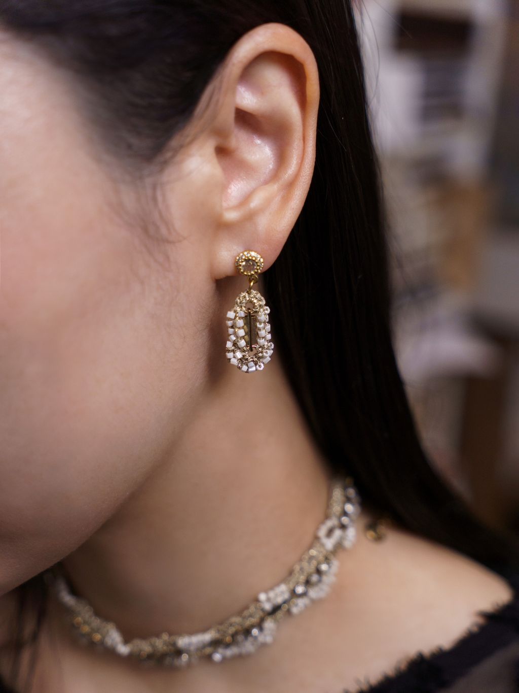 鑽頭金絲塊耳環2