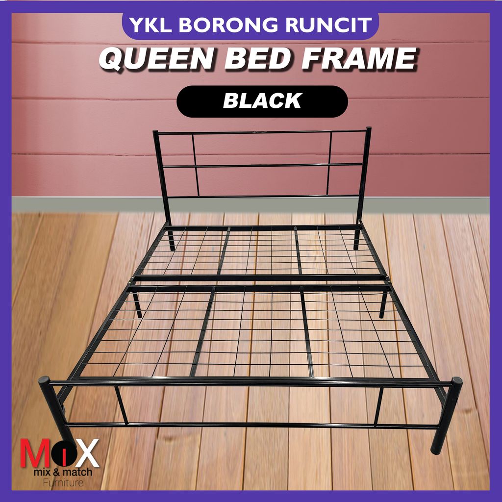Mix&Match Metal Bed Frame Single & Queen Size Black YKL BORONG RUNCIT