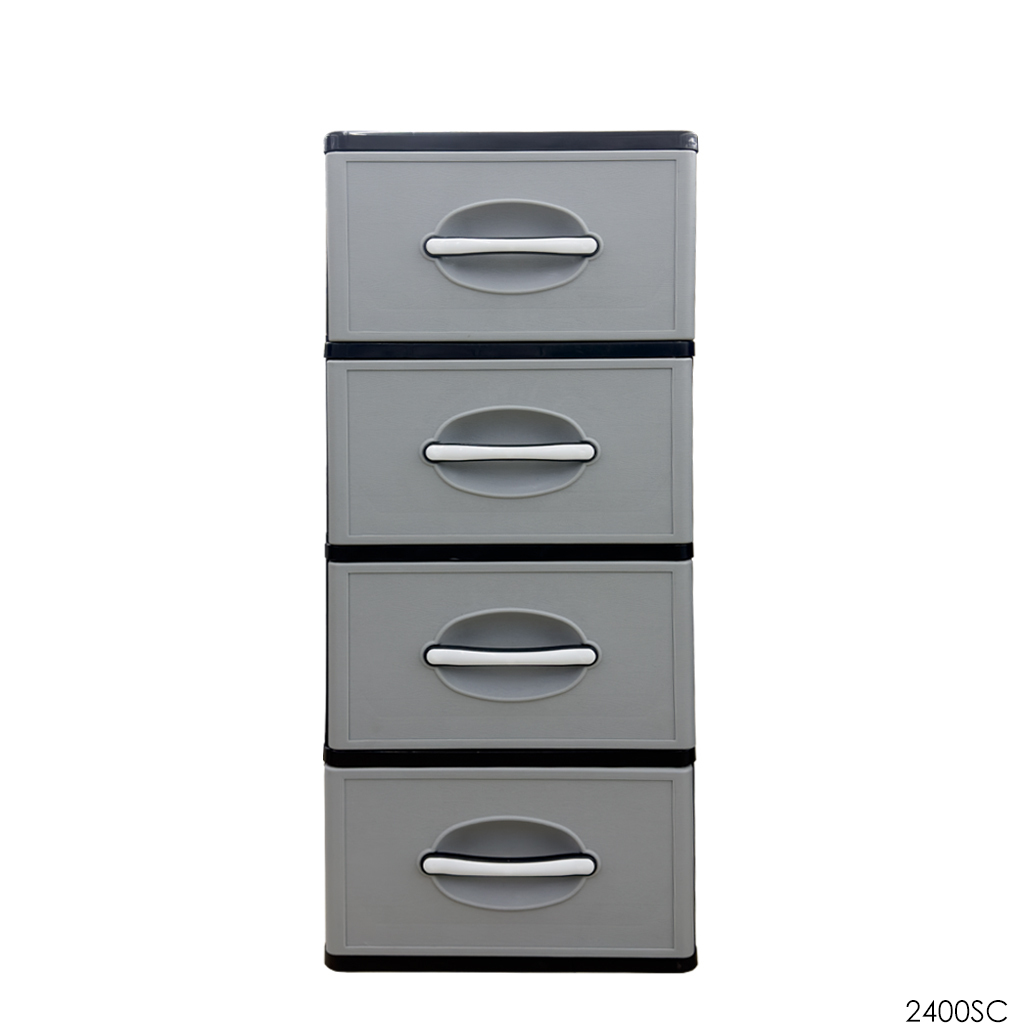 PLASTIC DRAWER 2400SC FRONT VIEW (CLEAR) (GREY)