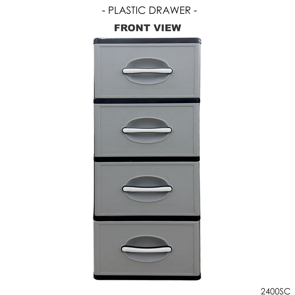 PLASTIC DRAWER 2400SC FRONT VIEW (GREY)