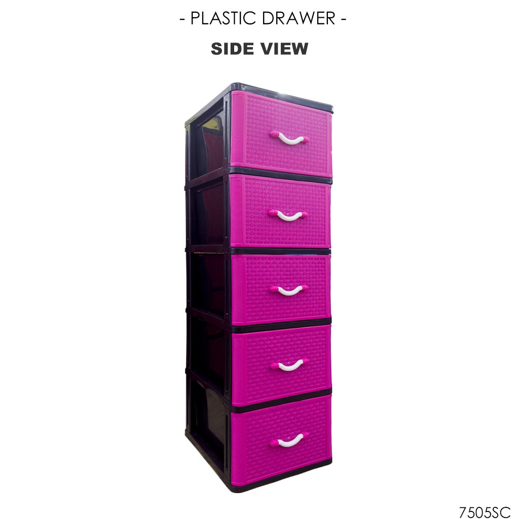 PLASTIC DRAWER 7505SC SIDE VIEW (PINK)