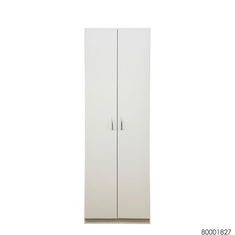 2 DOOR WARDROBE (WHITE) FRONT VIEW (CLEAR)