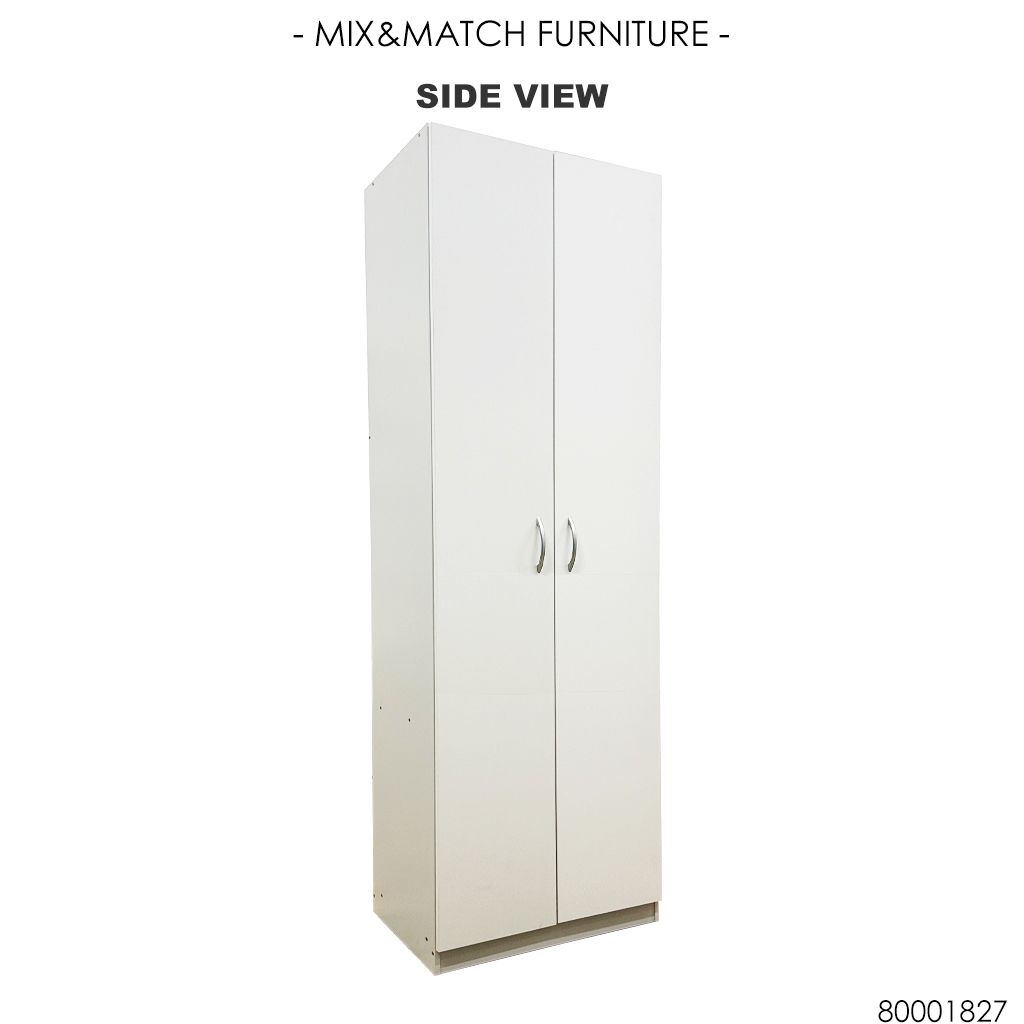 2 DOOR WARDROBE (WHITE) SIDE VIEW