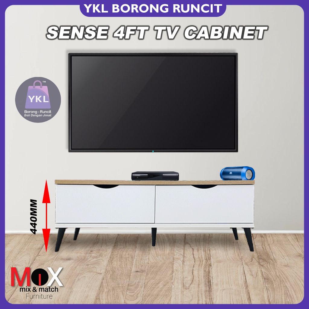 Sense 4Ft Tv Cabinet (Teak & White) Poster Website