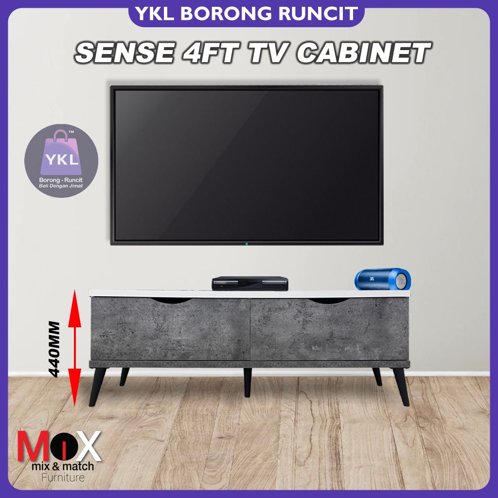 Sense 4Ft Tv Cabinet (White & Ash Shine) Poster (Website)