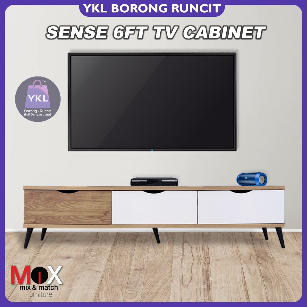 Sense 6Ft Tv Cabinet (Teak & White) Poster Website