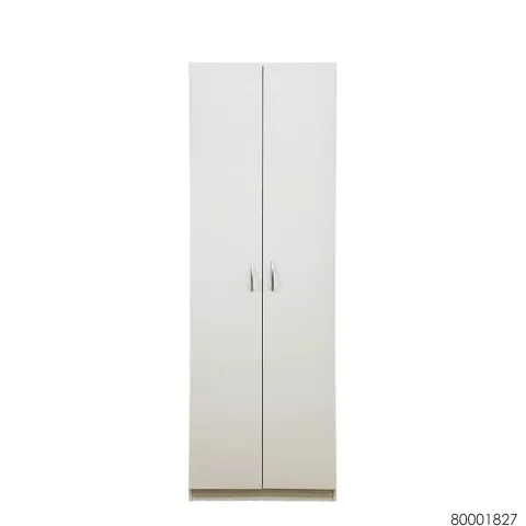2 DOOR WARDROBE (WHITE) FRONT VIEW (CLEAR)