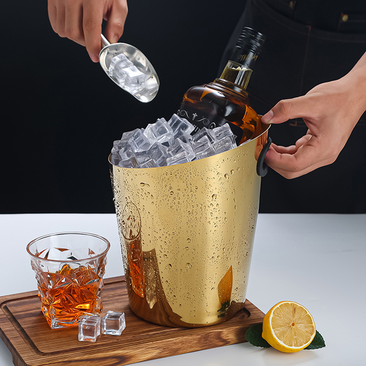 手提不鏽鋼斜口冰桶_3