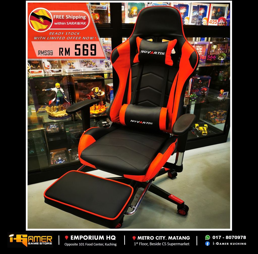 NOVARTIS GAMING CHAIR WITH LEG REST – i-Gamer Game Store