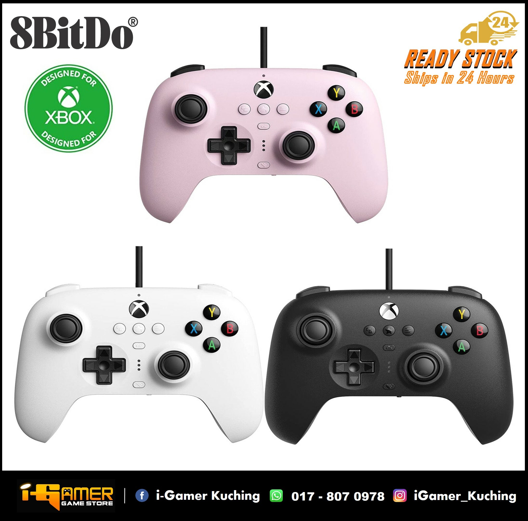 8BitDo - Ultimate Wired Controller White Black Pink Controller for Xbox  Series Series S X Xbox One Game
