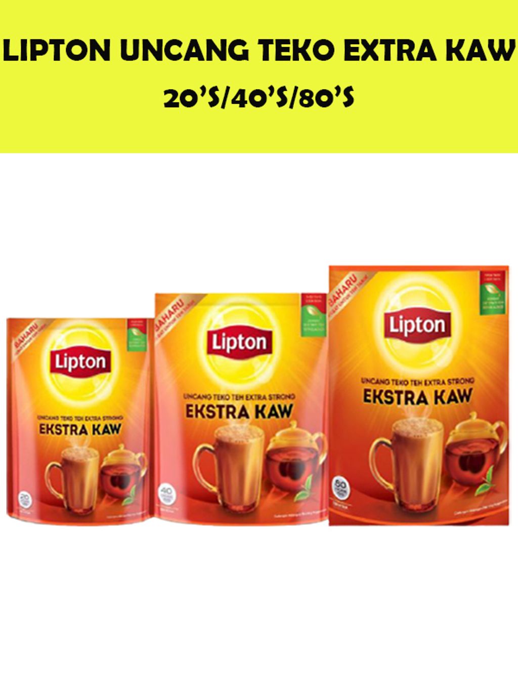 Lipton Potbag Uncang Teko Teh Extra Kaw Extra Strong 20 Uncang 40 Uncang 80uncang Wunilink Grocer