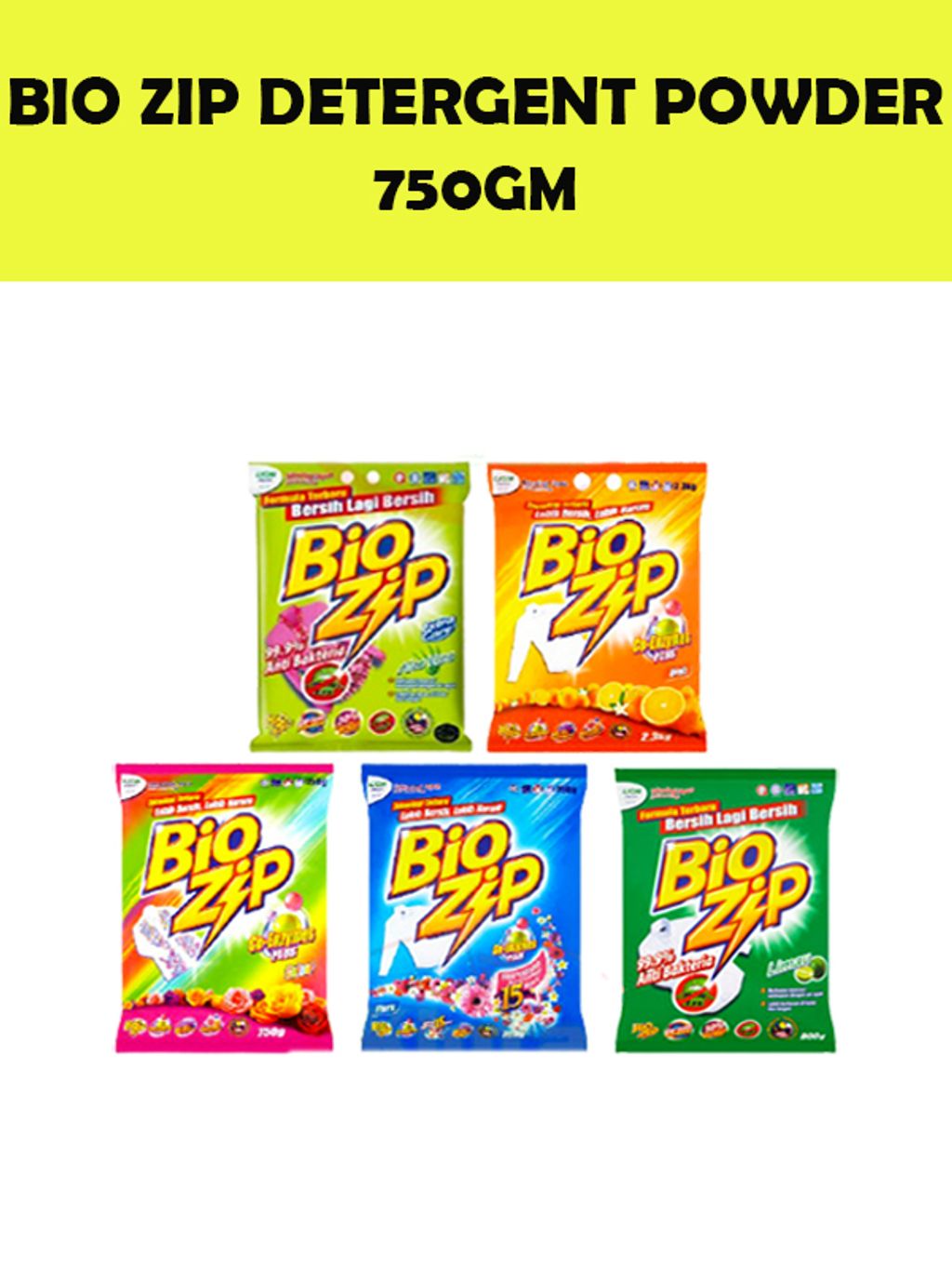 Bio Zip Detergent Powder / Sabun Serbuk Pencuci Baju [750GM] Colour