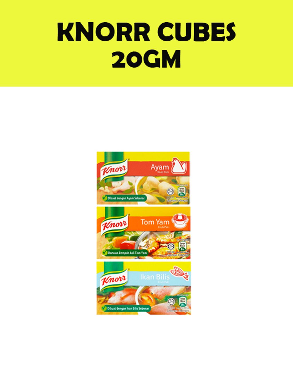 KNORR Stock Cubes / Kiub Pati KNORR [20GM] (Ayam / Ikan Bilis / Tom Yam