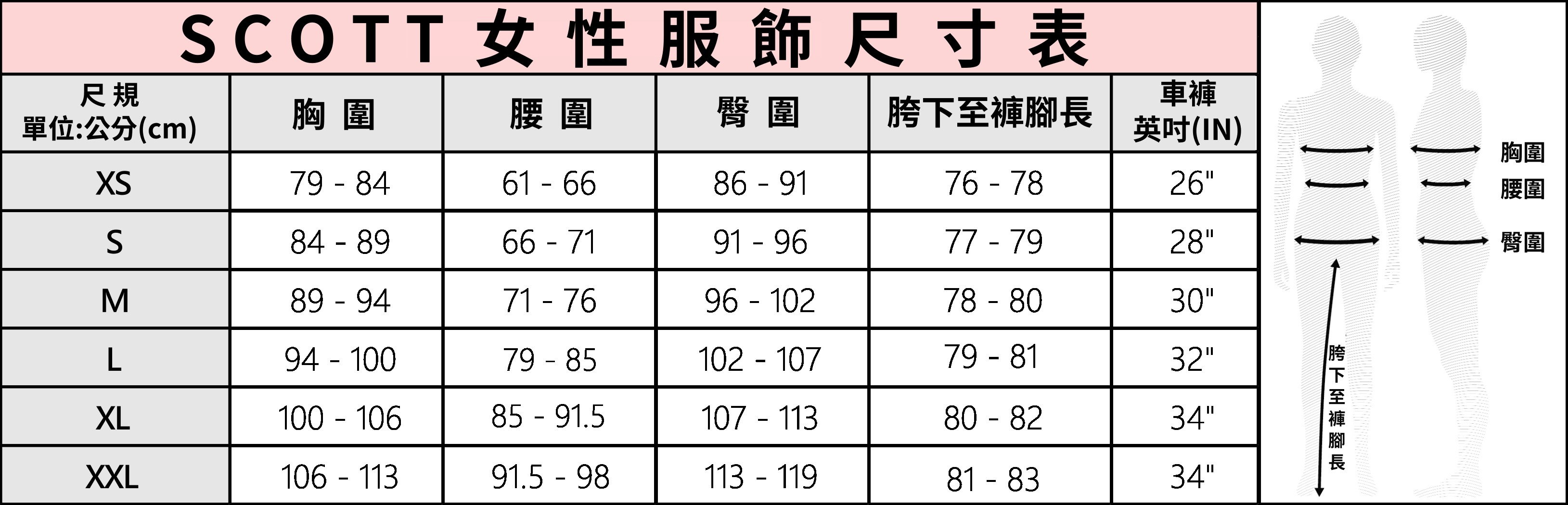 女服飾尺寸